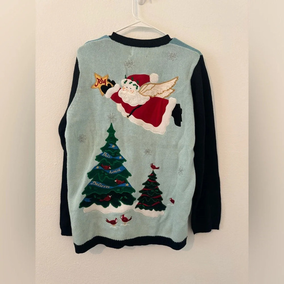 Quacker Factory North Pole Santa Workshop Christmas Sweater Cardigan NWT M *read - Picture 2 of 13